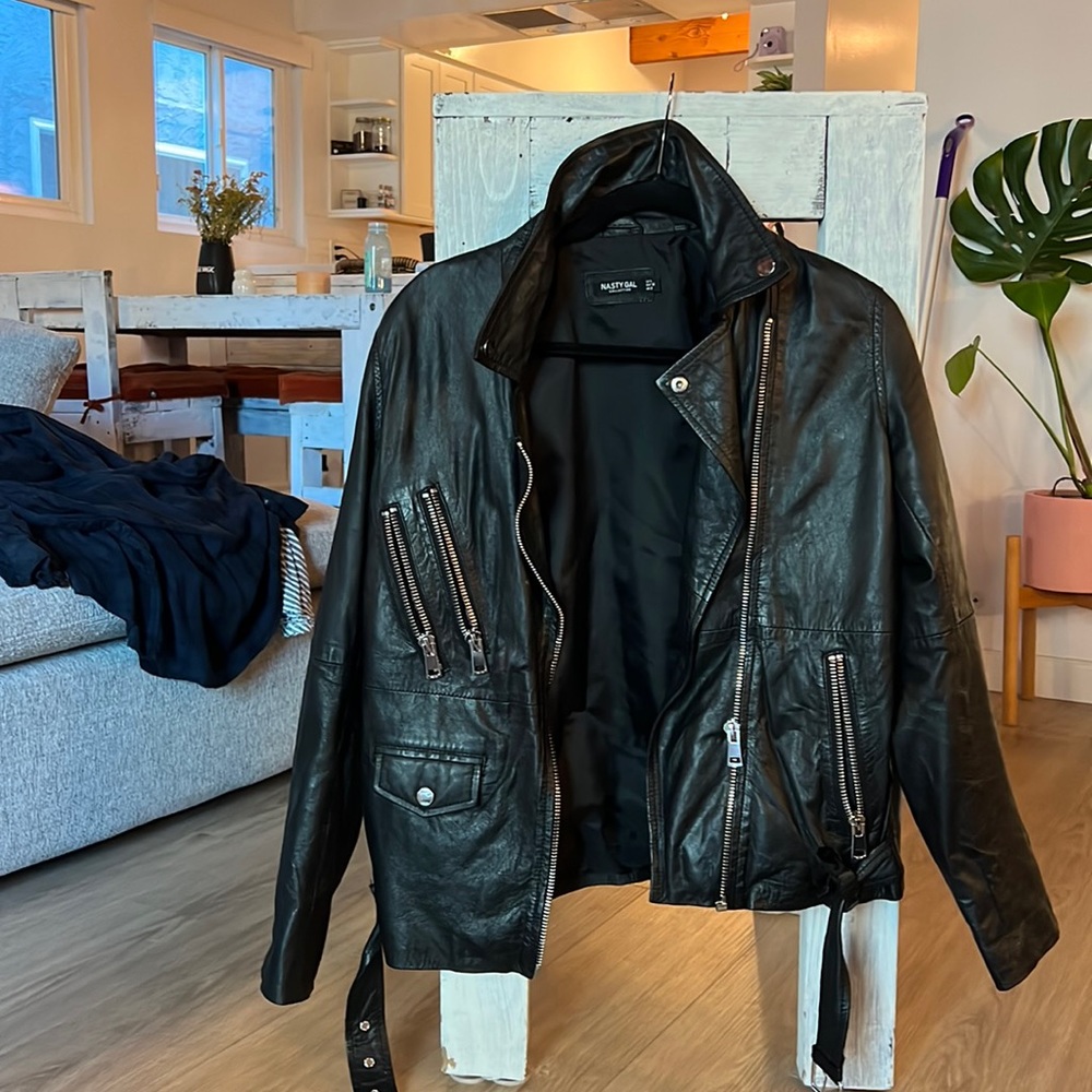 Black Leather Jacket from Nasty Gal